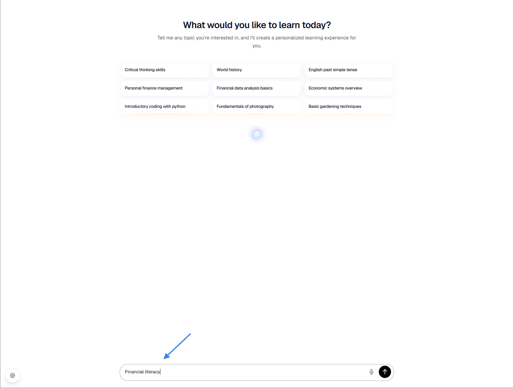 Type what you want to learn