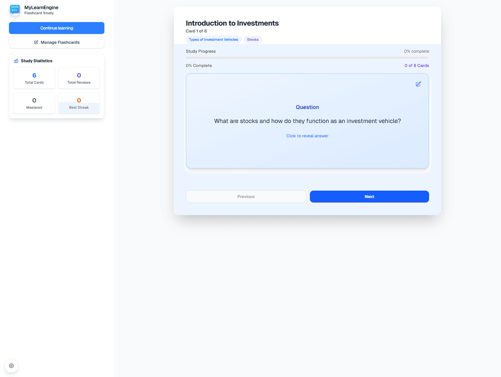 Autogenerated flashcards for spaced repetition review